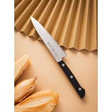 Универсальный нож TOJIRO WESTERN (F-333), длина лезвия 13,5 см, сталь VG10, 37 слоев, рукоять стабилизированная древесина, заточка #8000