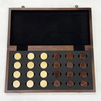 Шашки подарочные деревянные магнитные орех и клена 64 клетки