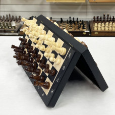 Шахматы шашки деревянные магнитные набор 2 в 1 ясень черные 39 см