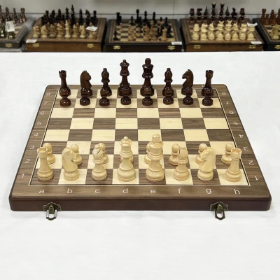 Шахматы шашки магнитные набор 2 в 1 орех 39 см