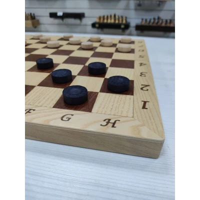 Шашки подарочные из дерева интарсия светлые