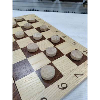 Шашки подарочные из дерева интарсия светлые