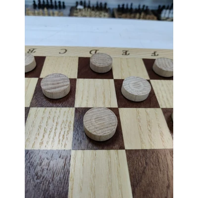 Шашки подарочные из дерева интарсия светлые