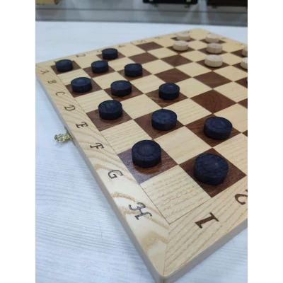 Шашки подарочные из дерева интарсия светлые