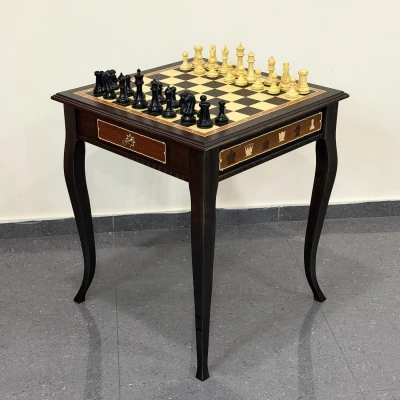 Шахматный стол эксклюзивный Венге с фигурами из самшита Стаунтон Royal