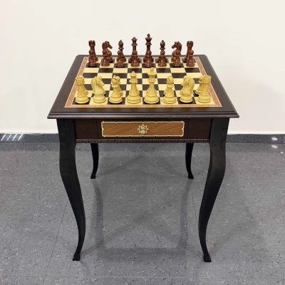 Шахматный стол венге ясень с фигурами из композита