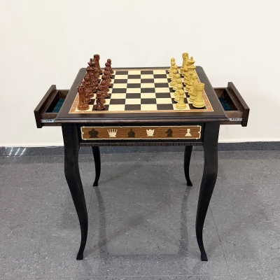 Шахматный стол венге ясень с фигурами из композита