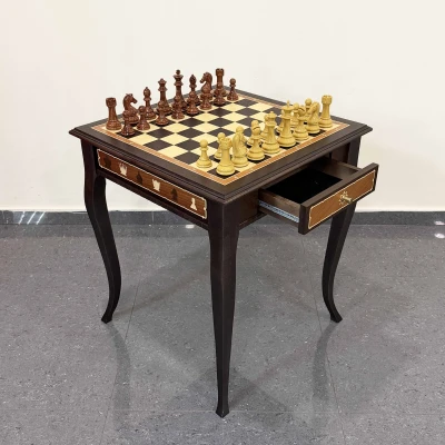 Шахматный стол венге ясень с фигурами из композита