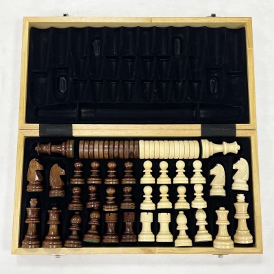 Шахматы + шашки магнитные интарсия светлые 39 см