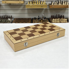 Шахматы + шашки магнитные интарсия светлые 39 см