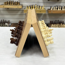 Шахматы + шашки магнитные интарсия светлые 39 см