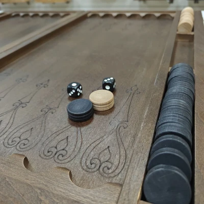 Нарды деревянные подарочные из массива бука Узоры 2 большие