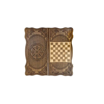 Нарды резные Орнамент ручной работы большие с чехлом