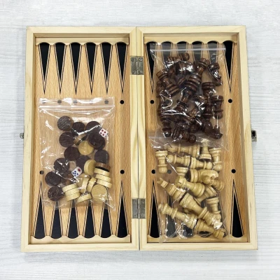 Шахматы подарочные амбассадор 3 в 1 магнитные 30 см