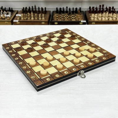 Шахматы подарочные амбассадор 3 в 1 магнитные 30 см