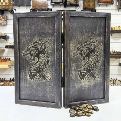 Нарды деревянные брашированные Дракон 60 см