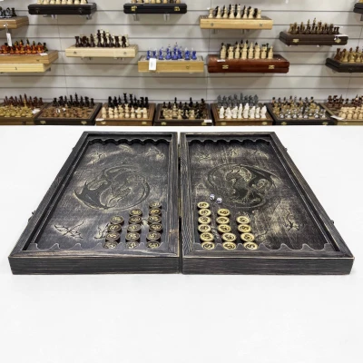 Нарды деревянные брашированные Дракон 60 см