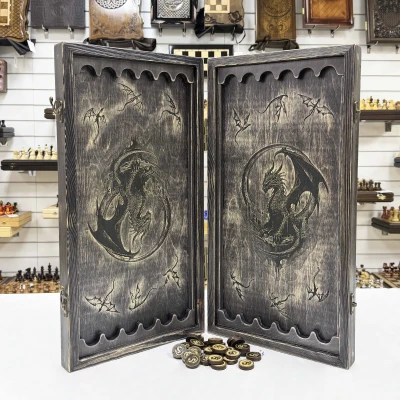 Нарды деревянные брашированные Дракон 60 см