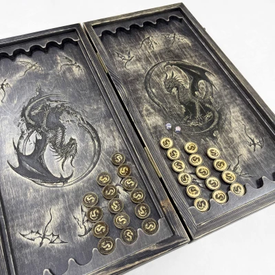 Нарды деревянные брашированные Дракон 60 см