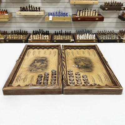 Нарды деревянные брашированные Тигр большие