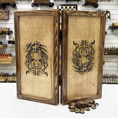 Нарды деревянные брашированные Тигр большие