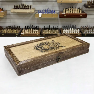 Нарды деревянные брашированные Тигр большие