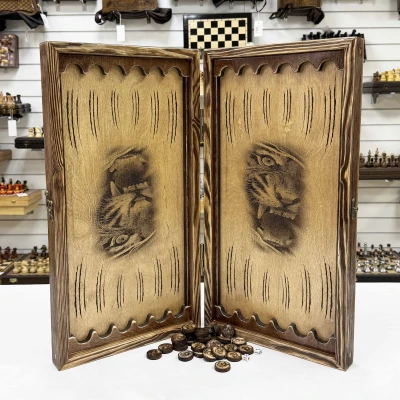 Нарды деревянные брашированные Тигр большие