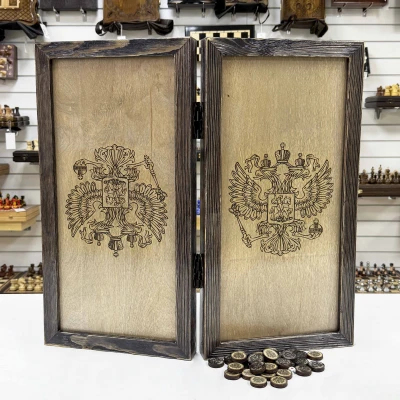 Нарды брашированные деревянные Герб 60 см