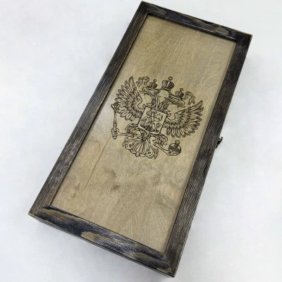 Нарды брашированные деревянные Герб 60 см