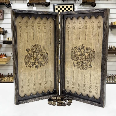 Нарды брашированные деревянные Герб 60 см