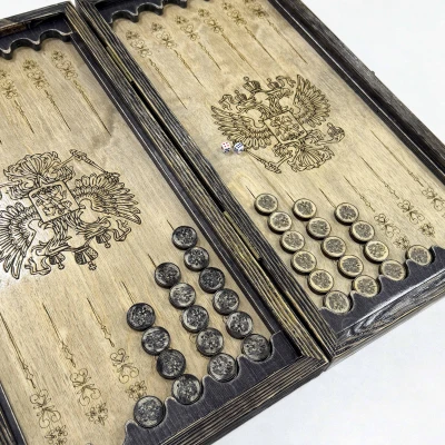 Нарды брашированные деревянные Герб 60 см