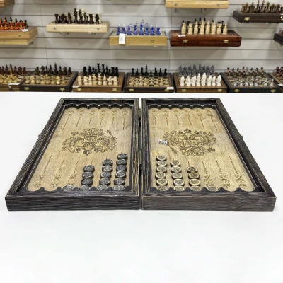 Нарды брашированные деревянные Герб 60 см