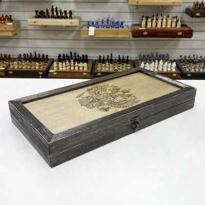 Нарды брашированные деревянные Герб 60 см