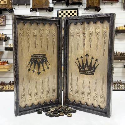 Нарды брашированные деревянные Король лев светлые 60 см большие