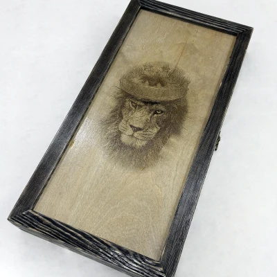 Нарды брашированные деревянные Король лев светлые60 см