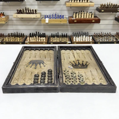 Нарды брашированные деревянные Король лев светлые60 см