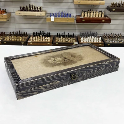 Нарды брашированные деревянные Король лев светлые60 см