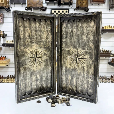 Нарды брашированные деревянные Морские 60 см