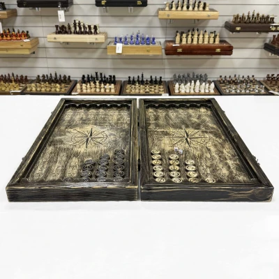 Нарды брашированные деревянные Морские 60 см