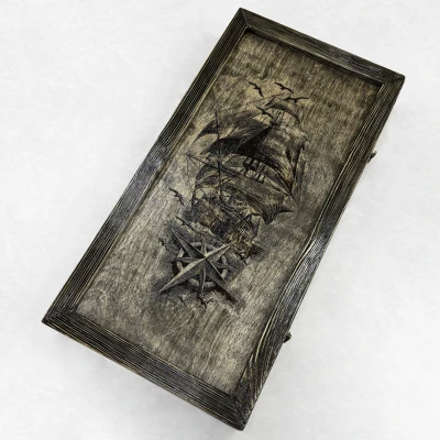 Нарды брашированные деревянные Морские 60 см