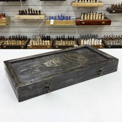 Нарды брашированные деревянные Король Лев 60 см