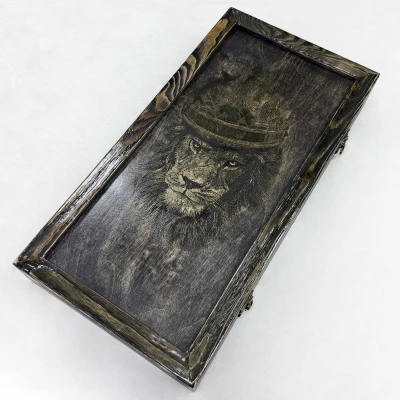 Нарды брашированные деревянные Король Лев 60 см