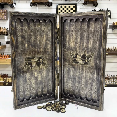 Нарды брашированные деревянные Король Лев 60 см