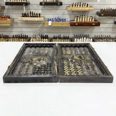 Нарды брашированные деревянные Король Лев 60 см