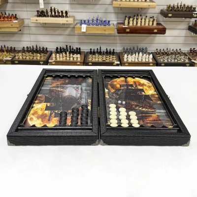 Нарды стеклянные эксклюзивные Лунный корабль 60 см