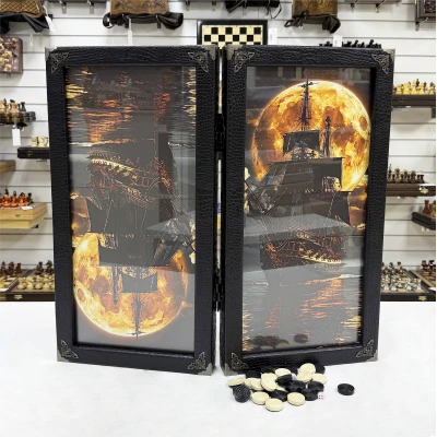 Нарды стеклянные эксклюзивные Лунный корабль 60 см