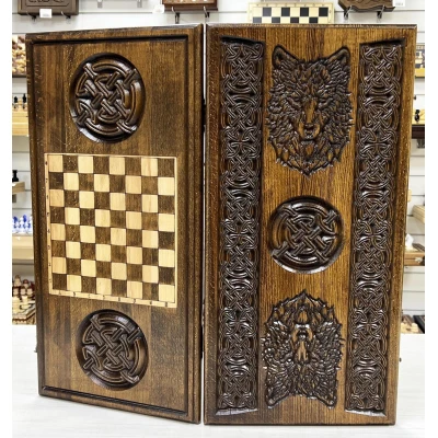 Нарды деревянные резные Волк 60 см, Artash