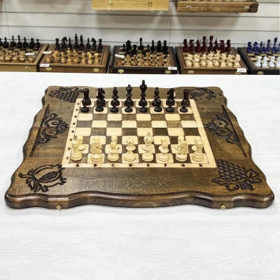 Шахматы нарды шашки резные Виноградная гроздь 50 см, Artash