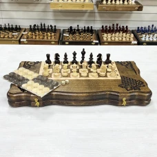 Шахматы нарды шашки резные Виноградная гроздь 50 см, Artash