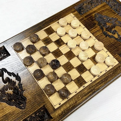 Нарды деревянные резные Волк со звездами 60 см, Artash